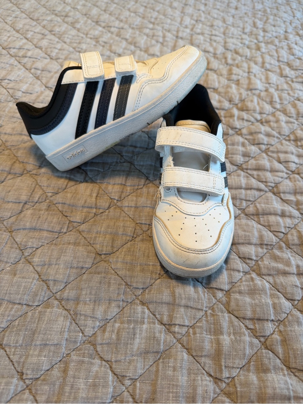 Adidas Kids White, Black, Navy, Gray Velcro Strap Sneakers